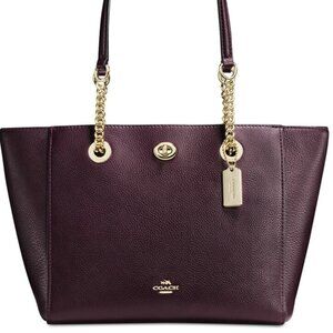 Like New Coach Turnlock Oxblood Leather Shoulder Bag